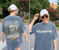 Comfort Colors National Park Fish Shirt 2 Sides, Forest Lover Gift, Granola Girl T-Shirt, Hiking Wanderlust Shirt, Nature Out...