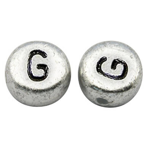 Silver Color Plated Acrylic Horizontal Hole Letter Beads