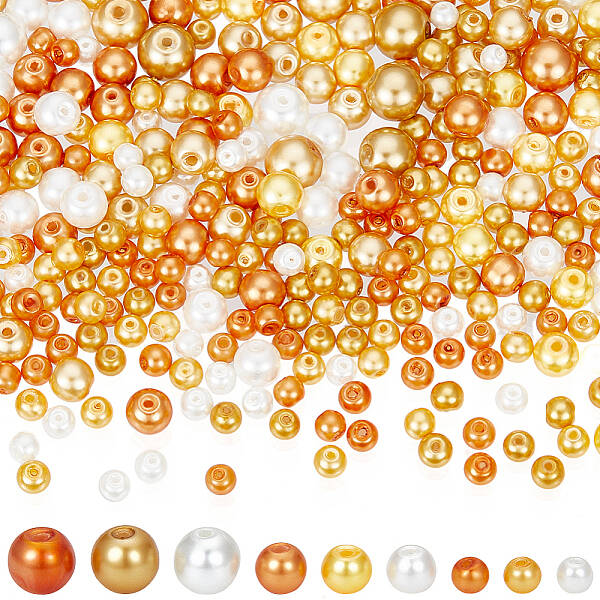 700Pcs 3 Styles Pearlized Glass Pearl Beads