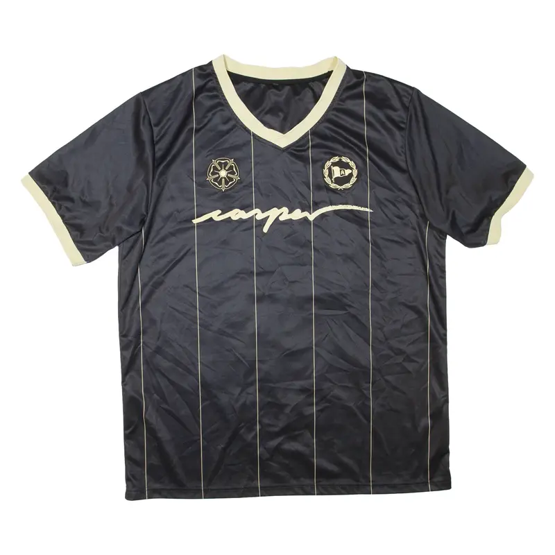 Mens Jersey Black V-Neck 2XL