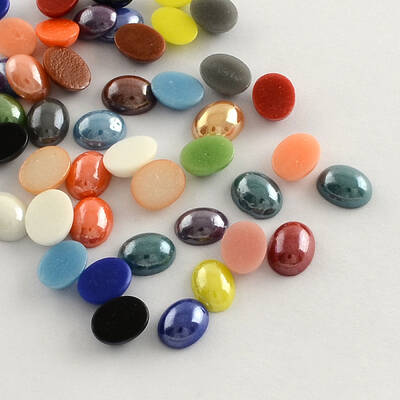 Pearlized Plated Opaque Glass Cabochons