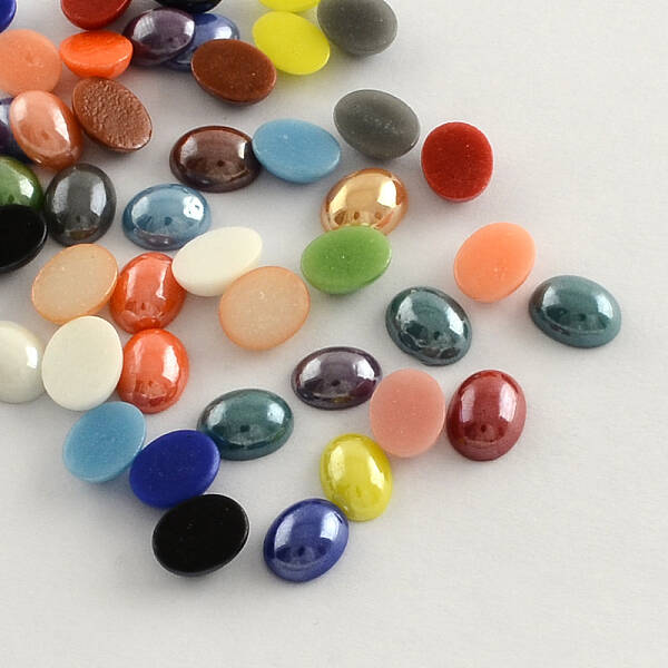 Pearlized Plated Opaque Glass Cabochons