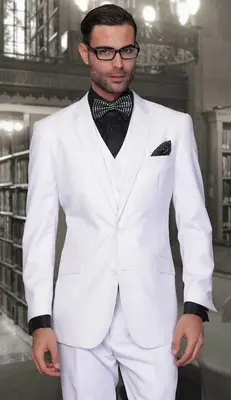 Mens Wool Blend Suit 3Piece Set  Solid Colors Statement
