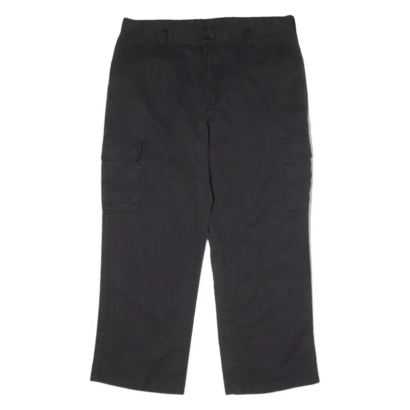 DICKIES Workwear Cargo Mens Twill Trousers Black Regular Wide-Leg W38 L30