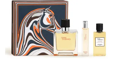 HERMÈS Terre d'Hermès Gift box set for men perfume 75 ml + perfume 15 ml + shower gel 40 ml