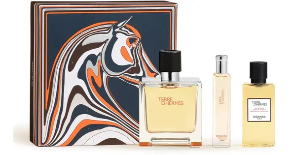 HERMÈS Terre d'Hermès Gift box set for men perfume 75 ml + perfume 15 ml + shower gel 40 ml