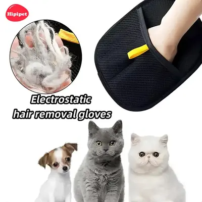 [HipiPet] HipiPet Electrostatic Pet Hair Removal Brush for Cats & Dogs, Two-way Brush Sticky Hair Remover and Glover, Suitabl...