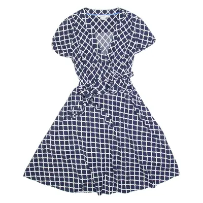 BODEN Womens Fit & Flare Dress Blue Colourblock Short Sleeve Midi S