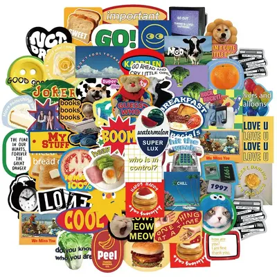 Cute Retro Sticker, 60pcs/set Waterproof Self Adhesive DIY Decor Sticker for Gift Greeting Card Water Bottle Laptop Phone Cas...