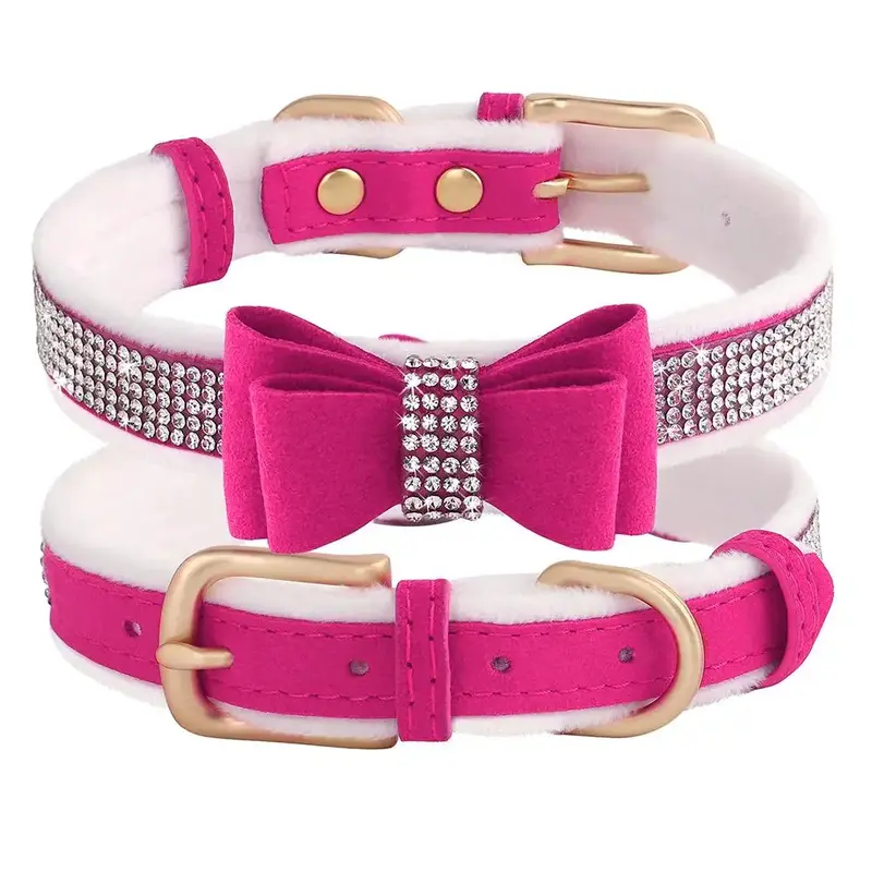 Rhinestone Decor Bowknot Design Pet Collar, 1 Count Adjustable Pet Necklace for Small Medium Dogs & Cats, Pet Decorations, Ch...