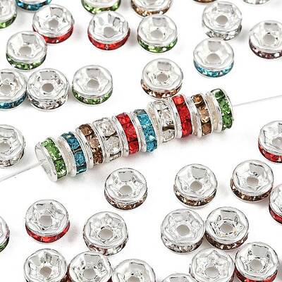 Brass Grade A Rhinestone Spacer Beads