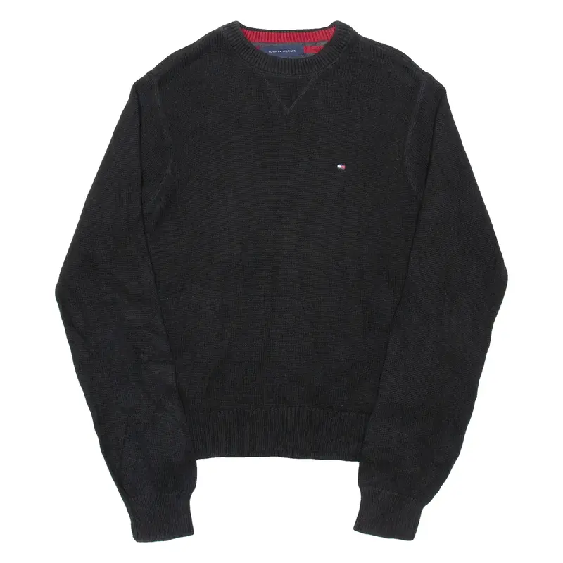 TOMMY HILFIGER Mens Jumper Black Chunky Knit S