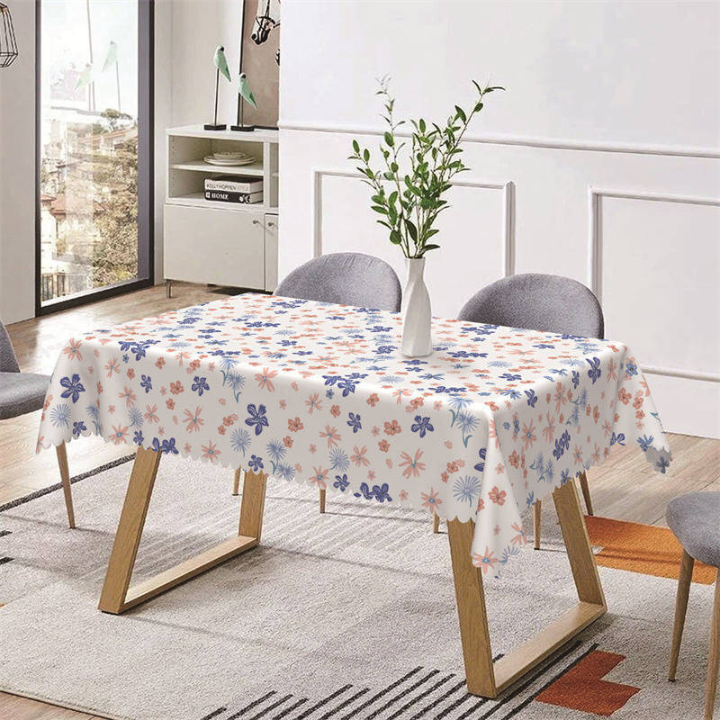 Blue Pink Floral Prints Spring Rectangle Tablecloth - Aperturee