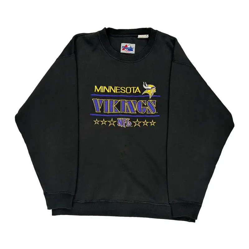 Minnesota Vikings Majestic Graphic Sweatshirt - 2XL Black Cotton Blend