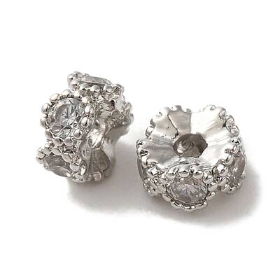 Brass Micro Pave Cubic Zirconia Beads