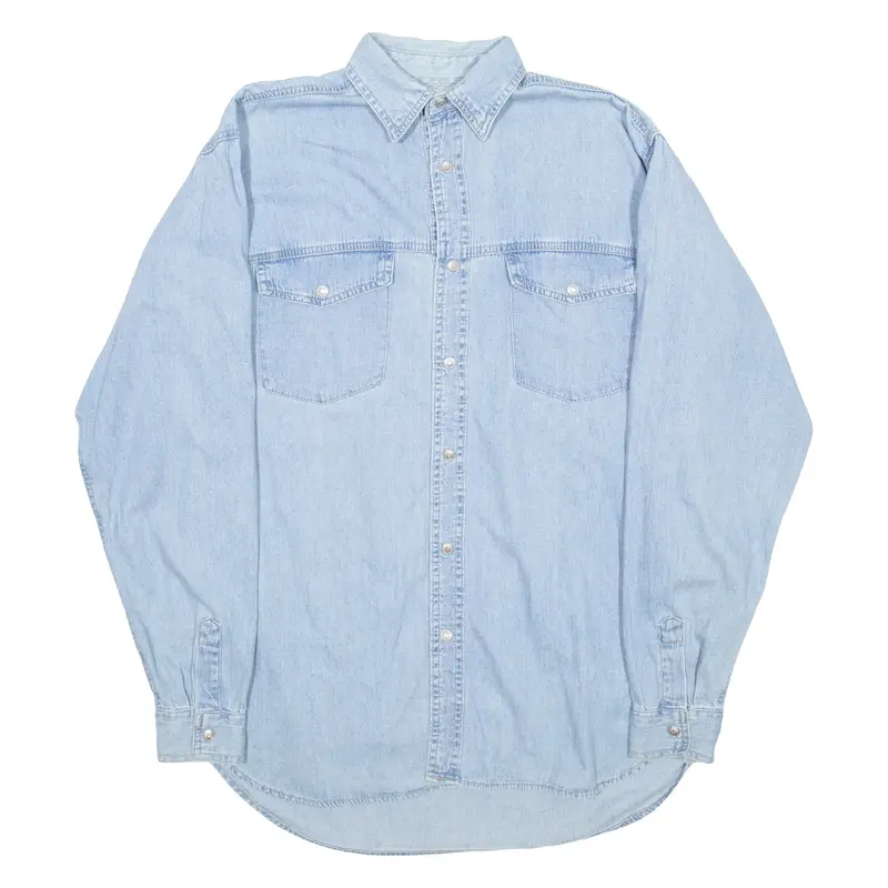 JACK MORGAN Mens Denim Shirt Blue Long Sleeve M