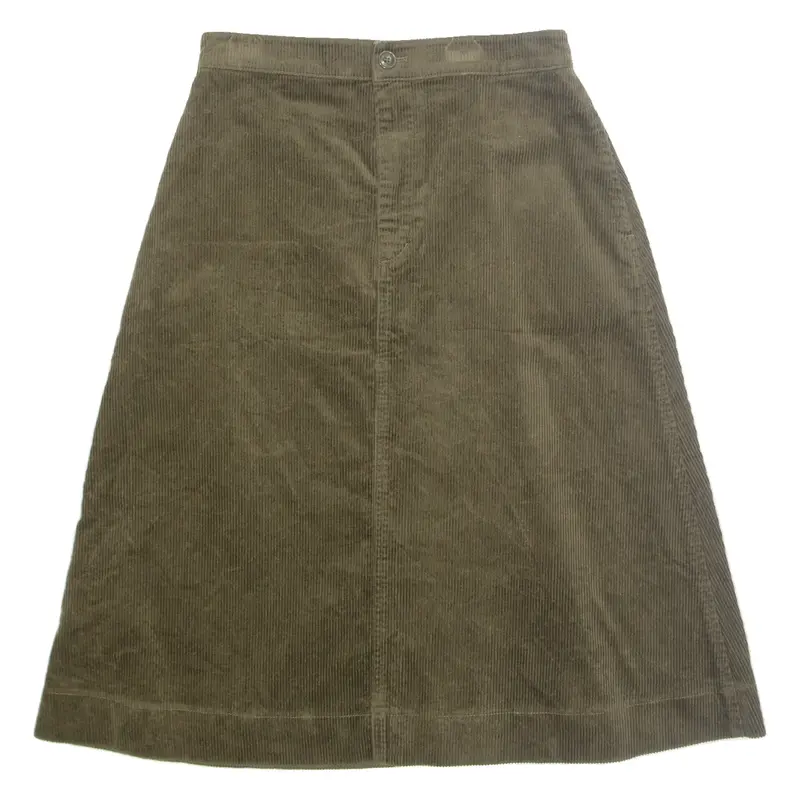 UNIQLO Womens A-Line Skirt Green Midi Corduroy M