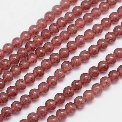 Natural Strawberry Quartz Round Bead Strands