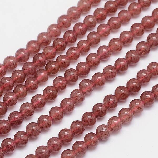 Natural Strawberry Quartz Round Bead Strands