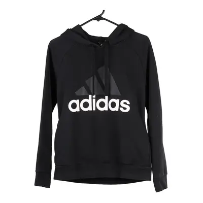 Age 12-14 Adidas Spellout Hoodie - Medium Black Cotton Blend