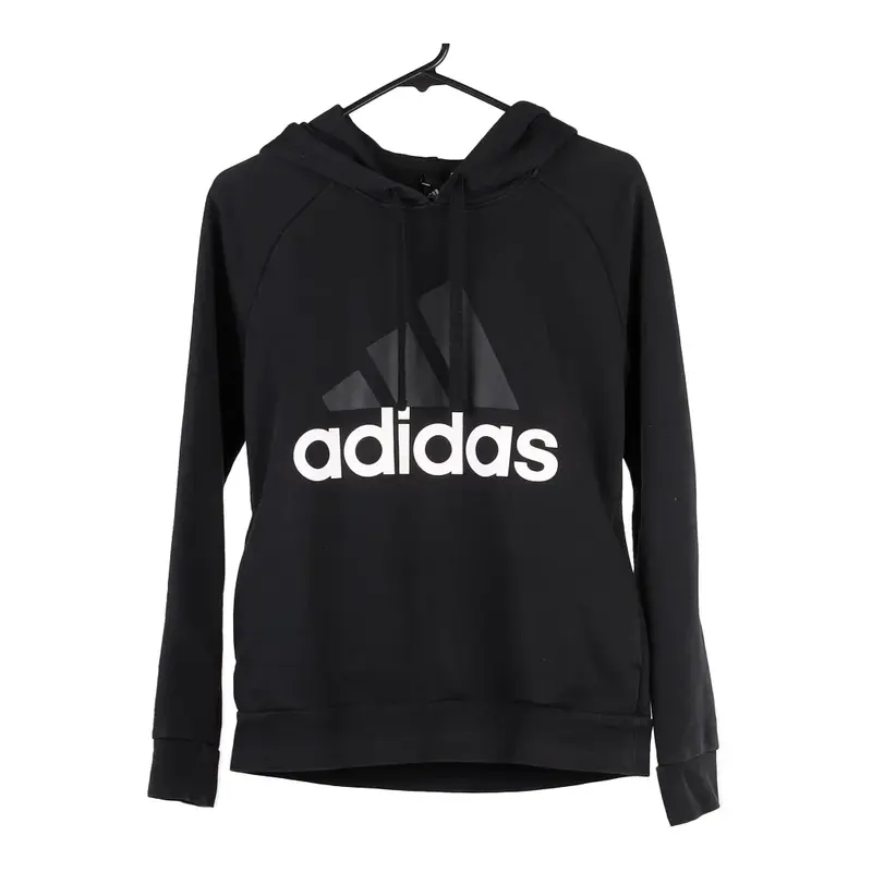 Age 12-14 Adidas Spellout Hoodie - Medium Black Cotton Blend