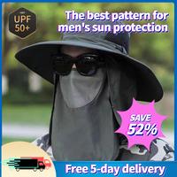 Fishing Hat with Neck Flap, Outdoor Hat with Removable Face Mask and Neck Flap.Adjustable Drawstring and UV Sun Protection fo...