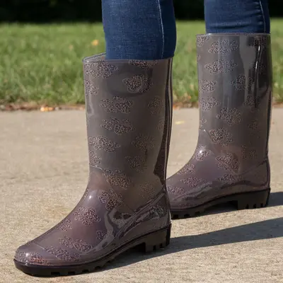 Ultralite™ Leopard Paw Print Rain Boots - 6