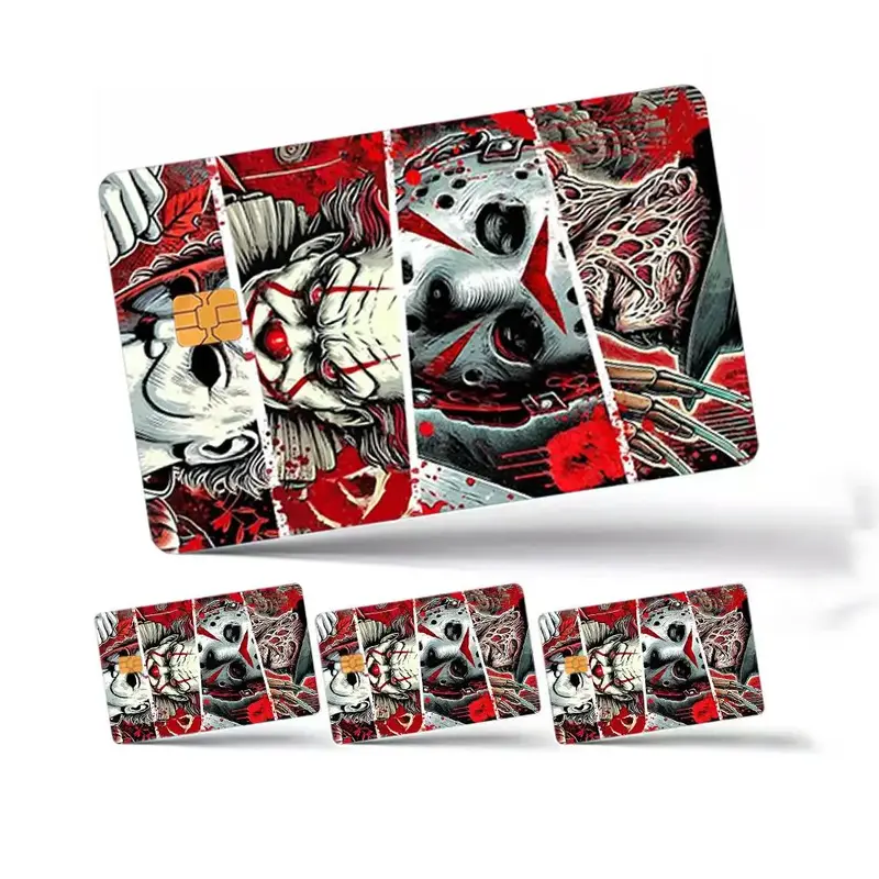Horror Themed Credit Card Skin Sticker, 4 Counts/set Thin Waterproof & Scratch Resistant Credit Card Decorative Sticker, Pers...