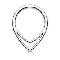 Oufer 16G 8MM Double Hoop Hinged Segment Triangle Septum Ring 316L Stainless Steel