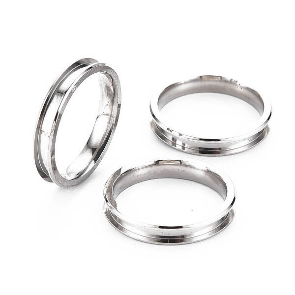 304 Stainless Steel Grooved Finger Ring Settings