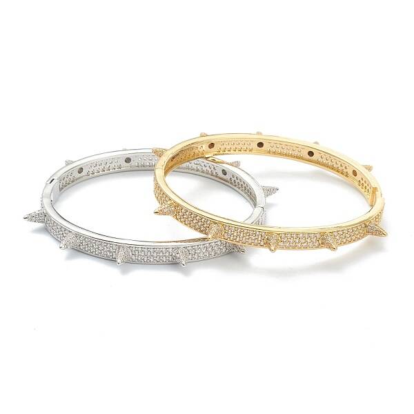Brass Micro Pave Clear Cubic Zirconia Bangles