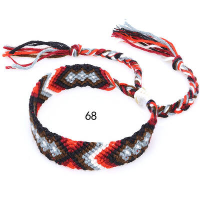 Cotton Braided Rhombus Pattern Cord Bracelet