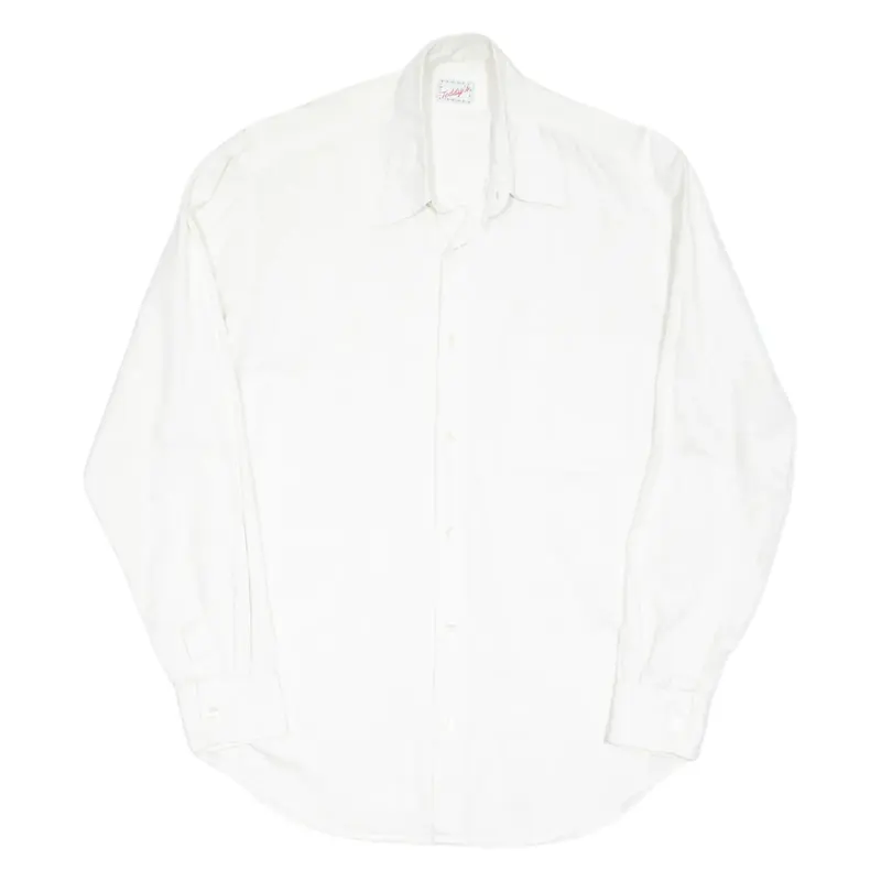 Mens Plain Shirt White Long Sleeve M