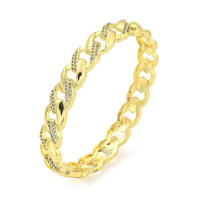Twisted Brass Micro Pave Clear Cubic Zirconia Hinged Bangles for Women