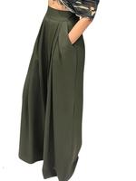 Women's Plain Plicated Pocket Wide Leg Pants, Casual Fit Basic Comfy High Waist Trousers for Summer, Ladies Bottoms for Daily...