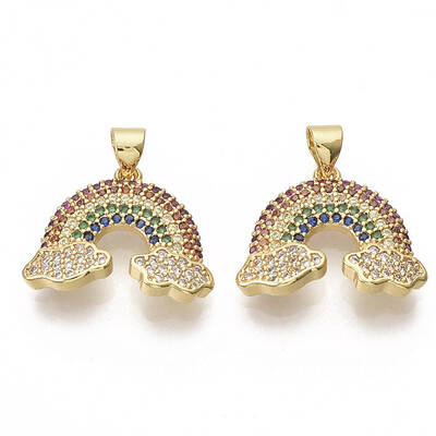 Golden Plated Brass Micro Pave Cubic Zirconia Pendants