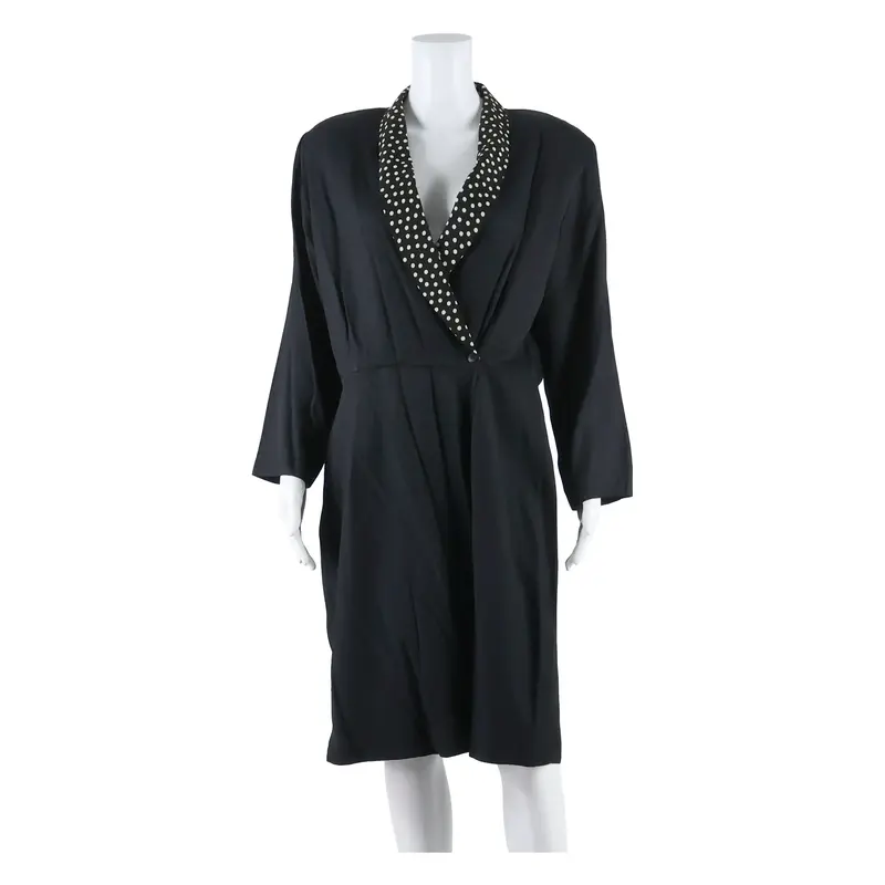 CAROL ANDERSON Womens Day Dress Black Spotted Long Sleeve Knee Length L
