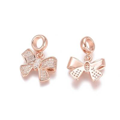 Brass Micro Pave Cubic Zirconia European Dangle Charms