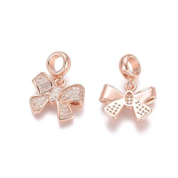 Brass Micro Pave Cubic Zirconia European Dangle Charms