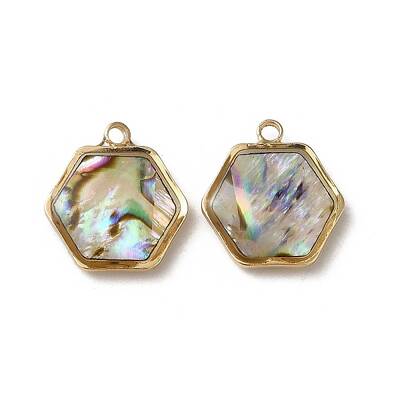 Natural Paua Shell Resin Hexagon Charms