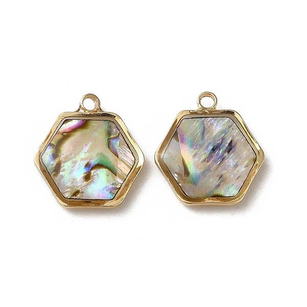 Natural Paua Shell Resin Hexagon Charms