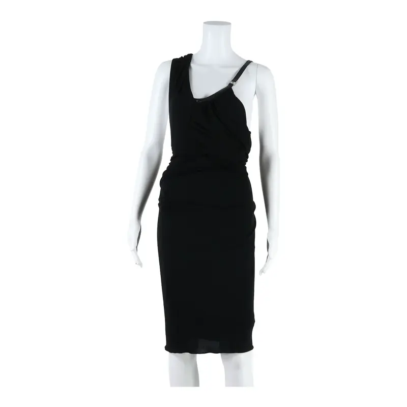 KAREN MILLEN Womens Bodycon Dress Black Viscose Sleeveless Short UK 8