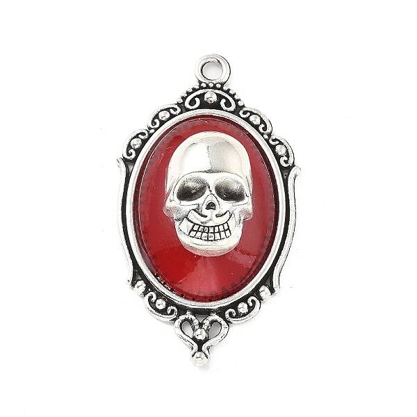 Gothic Style Oval with Skull Alloy Resin Pendants