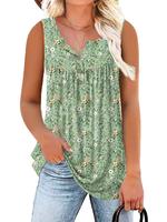 【Plus Size】Floral Print Tank Top, Casual Sleeveless Top for Summer, Women's Plus Clothing for Daily Wear, Summer Tops, Wo...