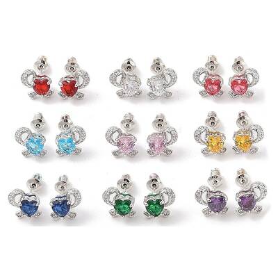 Rack Plating Brass Micro Pave Cubic Zirconia Stud Earrings