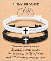 2pcs Adjustable Rope Cross Bracelet Braided Christian Bracelet for Men Women Teen Girls Fashion Jesus Bracelets Christian Bap...