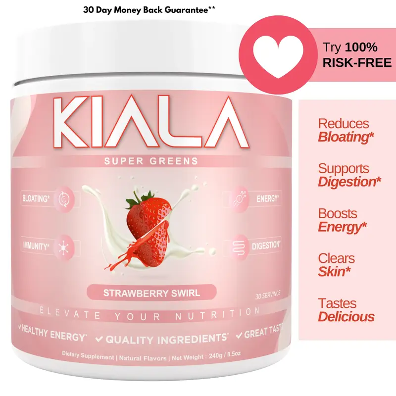 Kiala Nutrition Super Greens Powder - Digestive Health for Women, Bloating Relief, Gut Health, Skin Care, with Spirulina (Str...