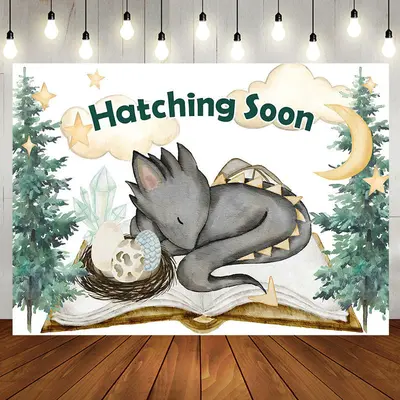 Hatching Soon Dragon Pines Baby Shower Backdrop - Aperturee