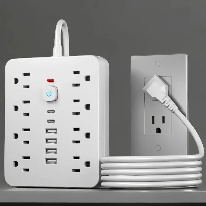14-in-1 Power Strip with Switch, 1 Count Multifunctional Wall Outlet Extender with 8 AC Outlets & 4 Usb-A Ports & 2 Usb-C Por...