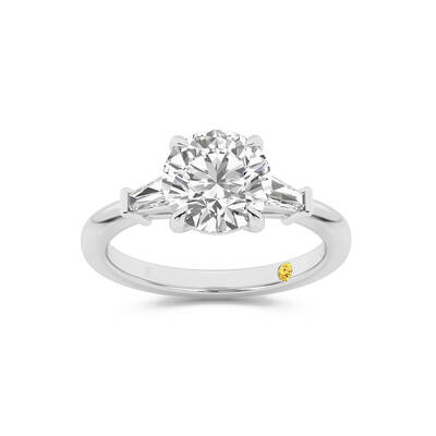 Valentina Tapered Baguette Lab Grown Three Stone Round Diamond Engagement Ring |10K White Gold 3 1/3 CT. TW.